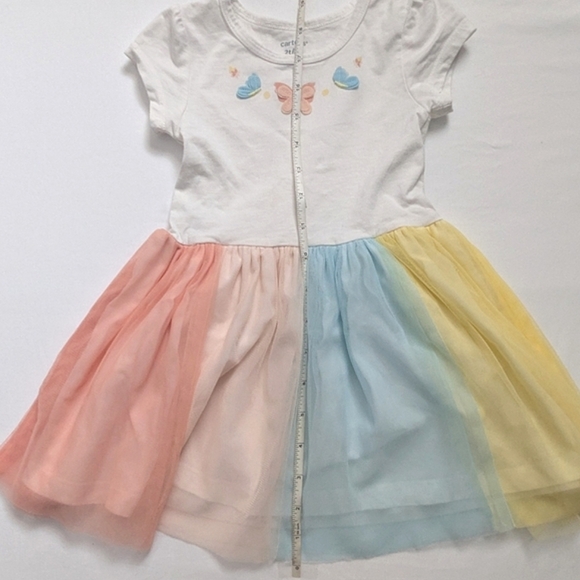 Carter's Pleated Pink Blue Yellow Tutu Short Sleeve Sundress Toddler 2T Girls - Picture 3 of 5